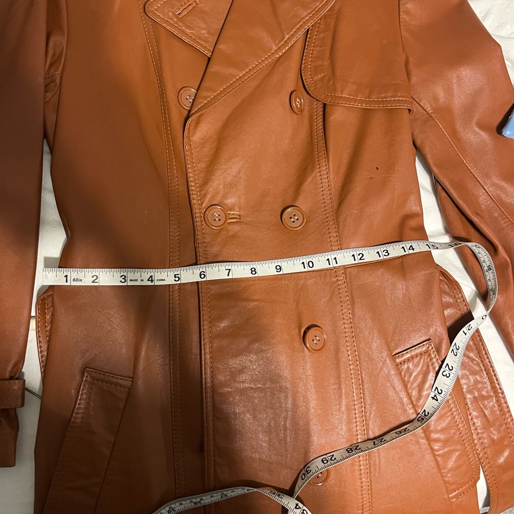 Brown Leather Trench Coat - Picture 4 of 6